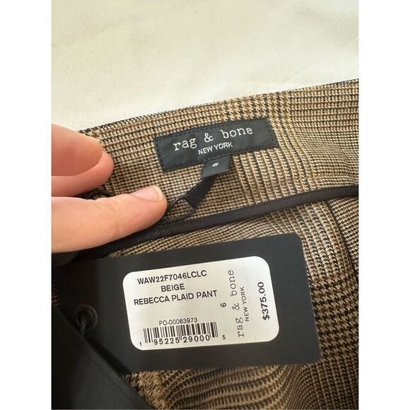 NWT Rag Bone Dress SlacksBeige Rebecca Plaid Size 6 - Picture 4 of 10